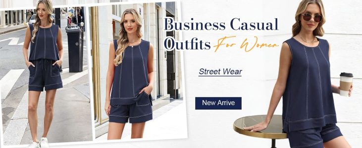 LOMON Womens Two Piece Short Sets Summer Round Neck Sleeveless Tank Tops